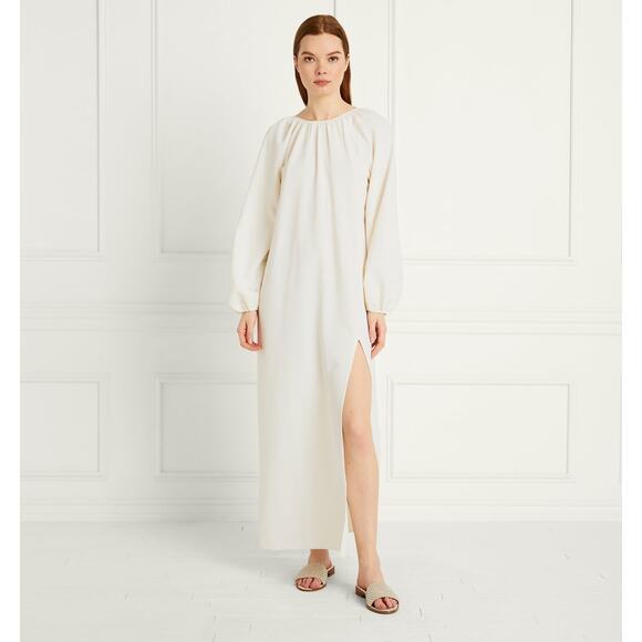 Hill House Simone Long Sleeve Maxi Dress in Coconut Milk Size L